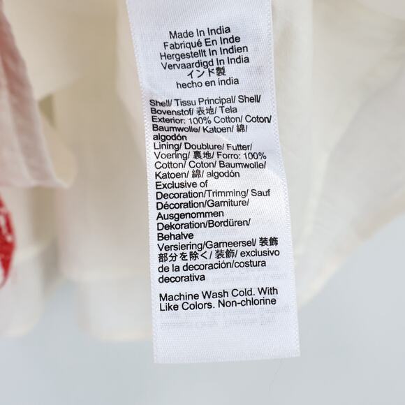 NWT Crewcuts Girls Embroidered Popover Dress In Airy Gauze Red Ivory Size 6 - Picture 9 of 9